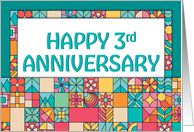 Employee 3rd Anniversary Bright Squares Pattern card