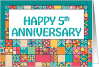 Employee 5th Anniversary Bright Squares Pattern card