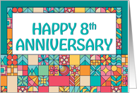 Employee 8th Anniversary Bright Squares Pattern card