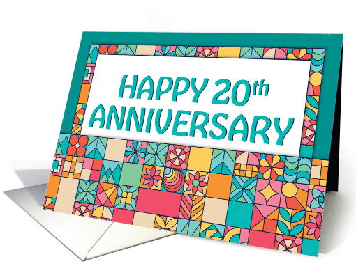 Employee 20th Anniversary Bright Squares Pattern card (1671956)