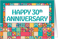 Employee 30th Anniversary Bright Squares Pattern card