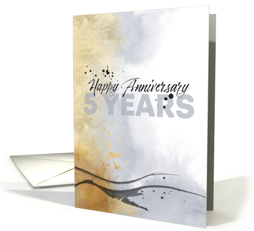 Employee 5th Anniversary Ink Artistic Abstract card (1673288)