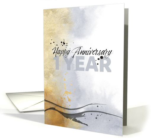 Employee 1st Anniversary Artistic Ink Abstract card (1674014)