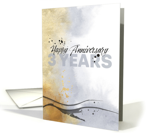 Employee 3rd Anniversary Artistic Ink Abstract card (1674018)