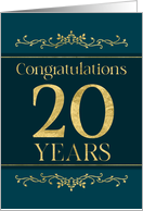 Employee 20th Anniversary Stylish Formal Elegant Jade card