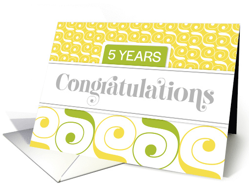 Employee 5th Anniversary Typography and Swirls card (1675244)