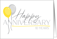 Employee 10th Anniversary Font Duo and Balloons card