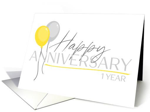 Employee 1st Anniversary Font Duo and Balloons card (1675386)