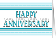 Employee 7th Anniversary Layered Font Turquoise card