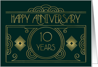 Employee 10th Anniversary Art Deco card