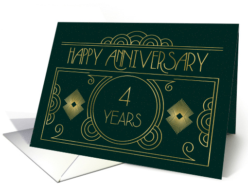 Employee 4th Anniversary Art Deco card (1677498)