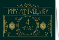 Employee 4th Anniversary Art Deco card