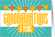 Employee 6th Anniversary Bright Colors and Bunting card