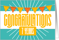 Employee 7th Anniversary Bright Colors and Bunting card
