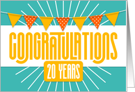 Employee 20th Anniversary Bright Colors and Bunting card
