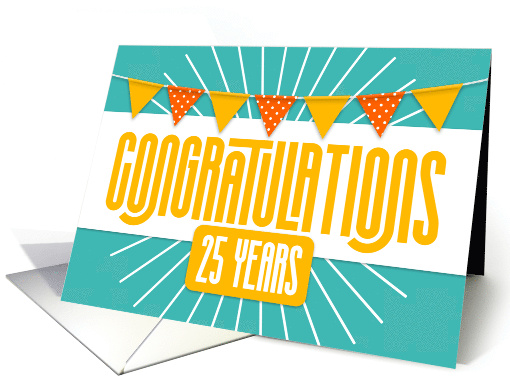Employee 25th Anniversary Bright Colors and Bunting card (1678042)