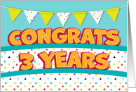 Employee 3rd Anniversary Fun Bright and Bunting card