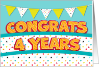 Employee 4th Anniversary Fun Bright and Bunting card