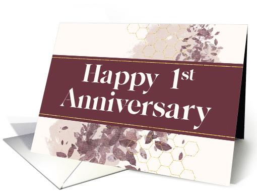 Employee 1st Anniversary Contemporary Abstract card (1681320)