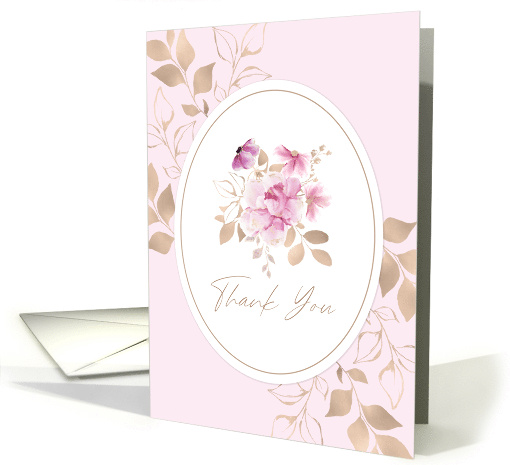 Pretty Pale Pink Flowers Thank You for Help and Kindness card