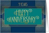 Employee 9th Anniversary Art Deco Fun Font card