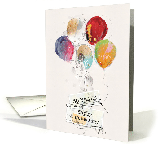 Employee 30th Anniversary Digital Scrapbook Style with Balloons card