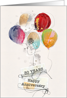 Employee 30th Anniversary Digital Scrapbook Style with Balloons card