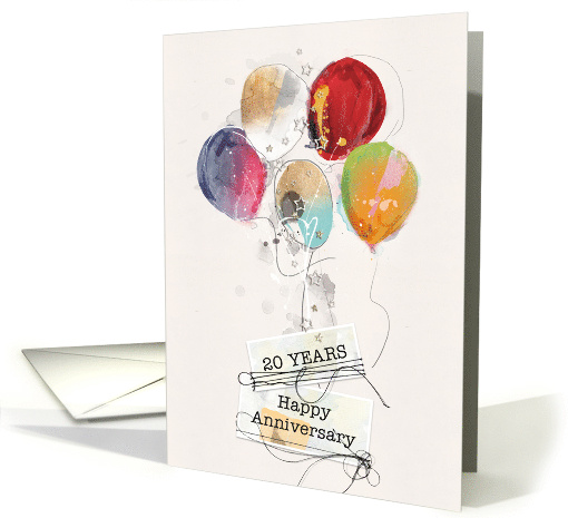 Employee 20th Anniversary Digital Scrapbook Style with Balloons card