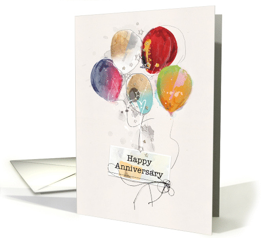 Employee Anniversary Digital Scrapbook Style with Balloons card