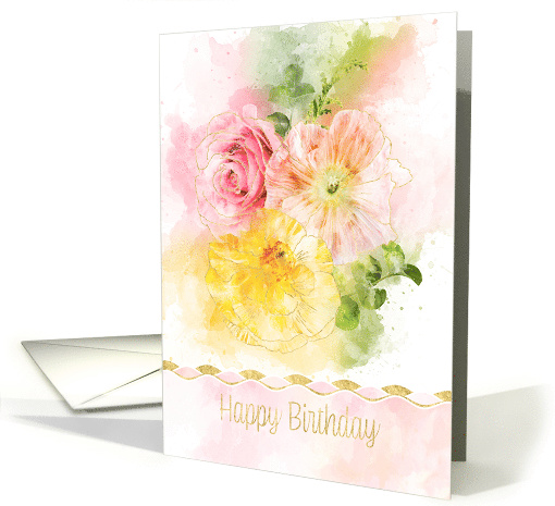 Birthday Watercolor Effect Flowers card (1685672)