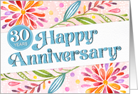 Employee 30th Anniversary Colorful Watercolor card