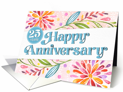 Employee 25th Anniversary Colorful Watercolor card (1689534)