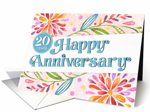 Employee 20th Anniversary Colorful Watercolor card (1689536)