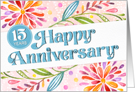 Employee 15th Anniversary Colorful Watercolor card