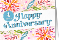 Employee 4th Anniversary Colorful Watercolor card