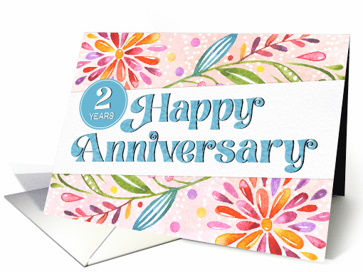 Employee 2nd Anniversary Colorful Watercolor card (1689940)