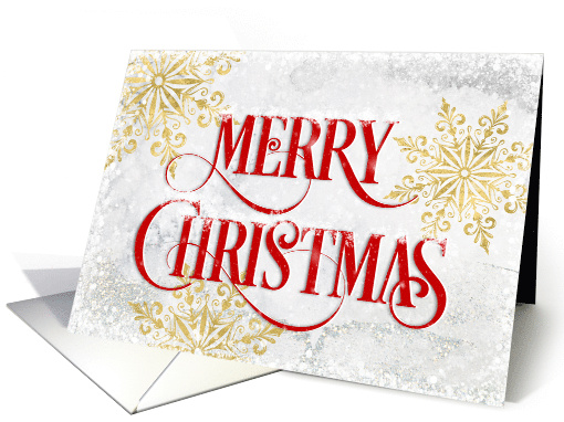 Merry Christmas and Gold Colored Snowflakes card (1708650)