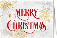 Merry Christmas and Gold Colored Snowflakes card