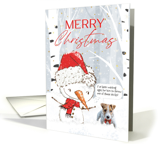 Merry Christmas Snowman and JRT Dog card (1711578)