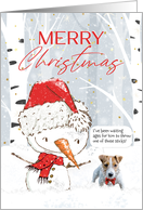 Merry Christmas Snowman and JRT Dog card