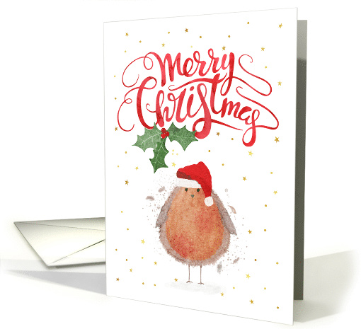 Robin Wearing a Santa Hat Christmas card (1715384)