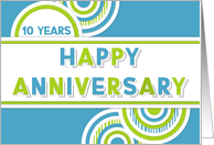 Employee 10th Anniversary Blue Green Geometric Shapes card