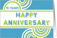 Employee 15th Anniversary Blue Green Geometric Shapes card