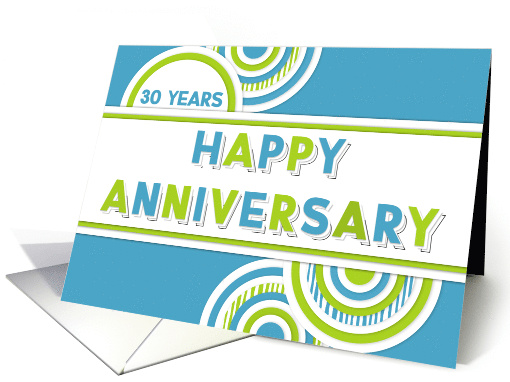 Employee 30th Anniversary Blue Green Geometric Shapes card (1721876)