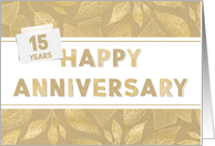 Employee 15th Anniversary Neutral and Gold Colors card