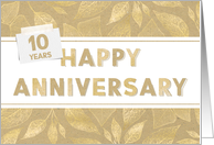 Employee 10th Anniversary Neutral and Gold Colors card