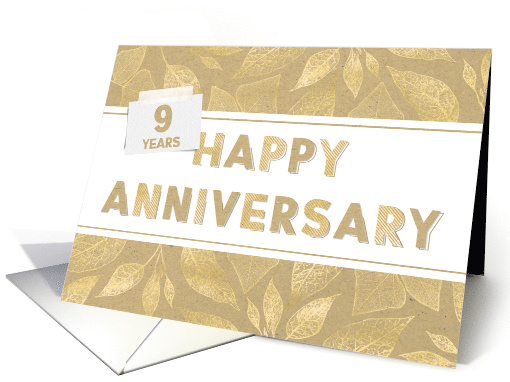 Employee 9th Anniversary Neutral and Gold Colors card (1722660)