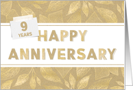 Employee 9th Anniversary Neutral and Gold Colors card