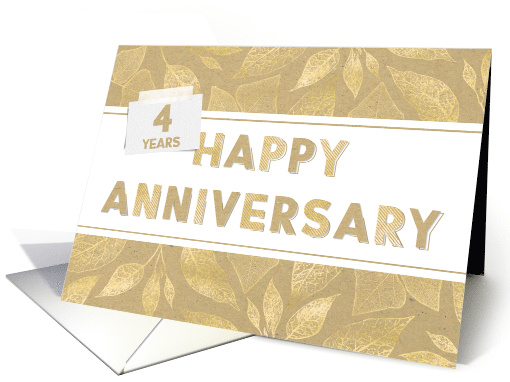 Employee 4th Anniversary Neutral and Gold Colors card (1722672)