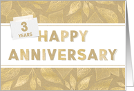 Employee 3rd Anniversary Neutral and Gold Colors card